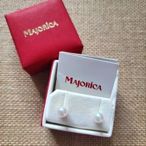 White Majorica Pearl Sterling Silver Earrings